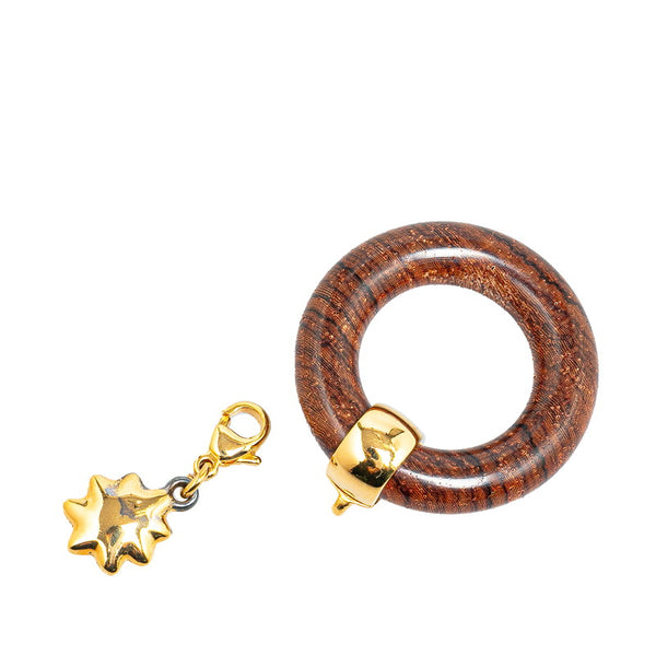 エルメス スカーフリング ブラウン ゴールド ウッド メッキ レディース HERMES 【中古】