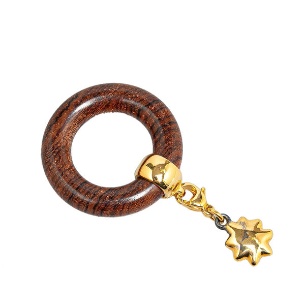 エルメス スカーフリング ブラウン ゴールド ウッド メッキ レディース HERMES 【中古】