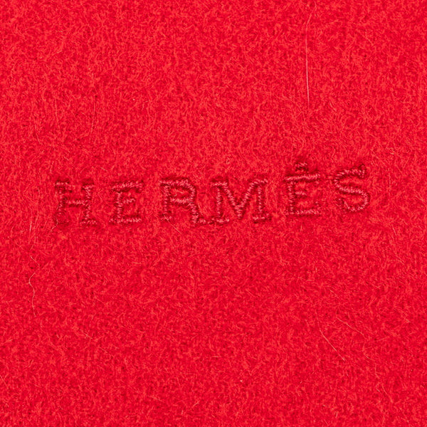 エルメス マフラー レッド カシミヤ レディース HERMES 【中古】