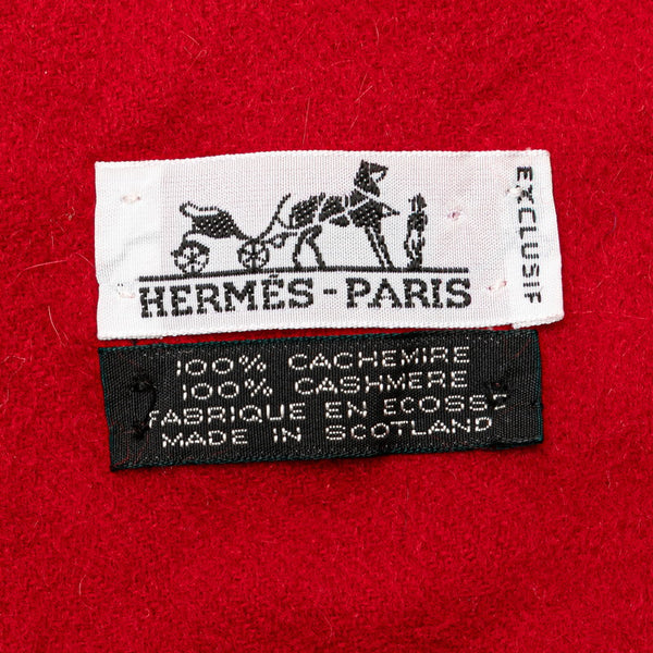 エルメス マフラー レッド カシミヤ レディース HERMES 【中古】