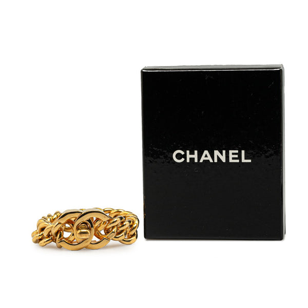 シャネル ヴィンテージ ココマーク ターンロック チェーンブレスレット バングル ゴールド メッキ レディース CHANEL 【中古】