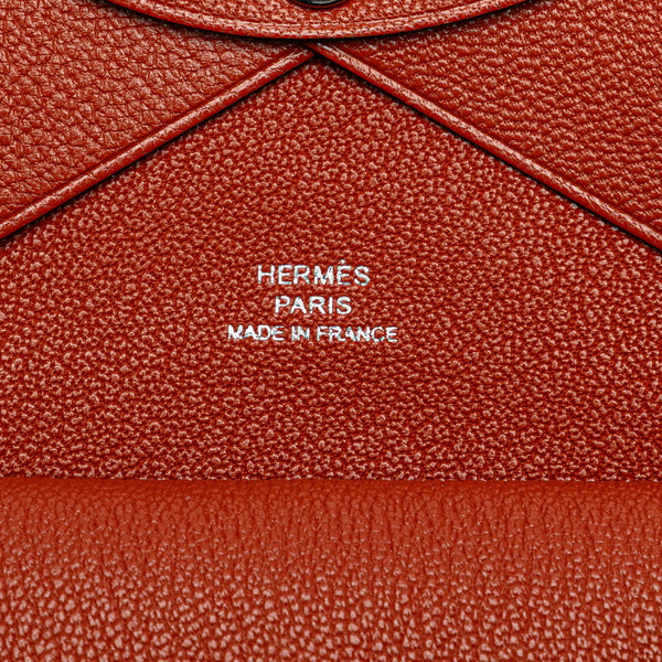 エルメス カルヴィ デュオ コインケース カードケース ブラウン シェーブル レディース HERMES 【中古】