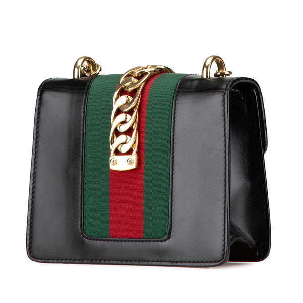 グッチ シェリーライン シルヴィ スモール 斜め掛け チェーン ショルダーバッグ  431666 ブラック マルチカラー レザー レディース GUCCI 【中古】
