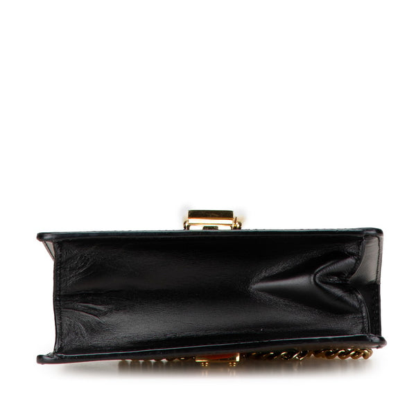 グッチ シェリーライン シルヴィ スモール 斜め掛け チェーン ショルダーバッグ  431666 ブラック マルチカラー レザー レディース GUCCI 【中古】