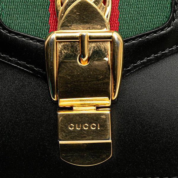 グッチ シェリーライン シルヴィ スモール 斜め掛け チェーン ショルダーバッグ  431666 ブラック マルチカラー レザー レディース GUCCI 【中古】