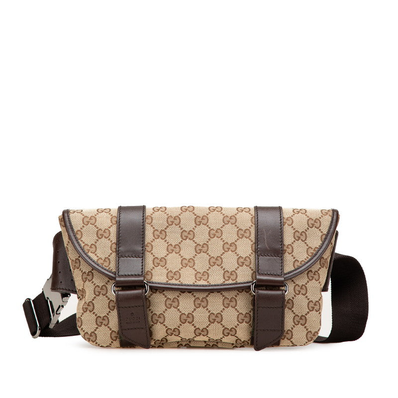グッチ GGキャンバス ウエストバッグ ボディバッグ 145851 ベージュ ブラウン キャンバス レザー レディース GUCCI 【中古】