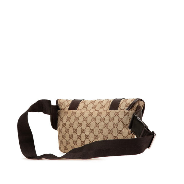 グッチ GGキャンバス ウエストバッグ ボディバッグ 145851 ベージュ ブラウン キャンバス レザー レディース GUCCI 【中古】