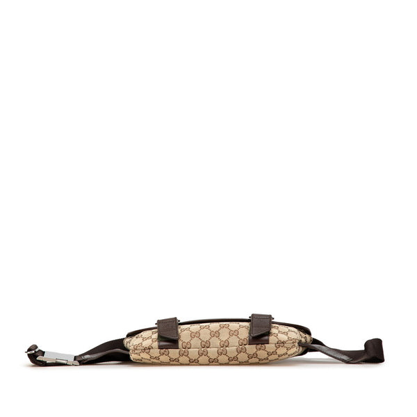 グッチ GGキャンバス ウエストバッグ ボディバッグ 145851 ベージュ ブラウン キャンバス レザー レディース GUCCI 【中古】
