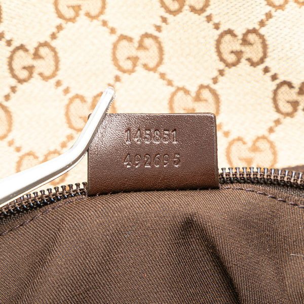 グッチ GGキャンバス ウエストバッグ ボディバッグ 145851 ベージュ ブラウン キャンバス レザー レディース GUCCI 【中古】