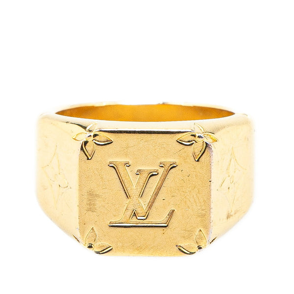 ルイ ヴィトン モノグラム シグネットリング 指輪 #M M80190 ゴールド メッキ メンズ LOUIS VUITTON 【中古】