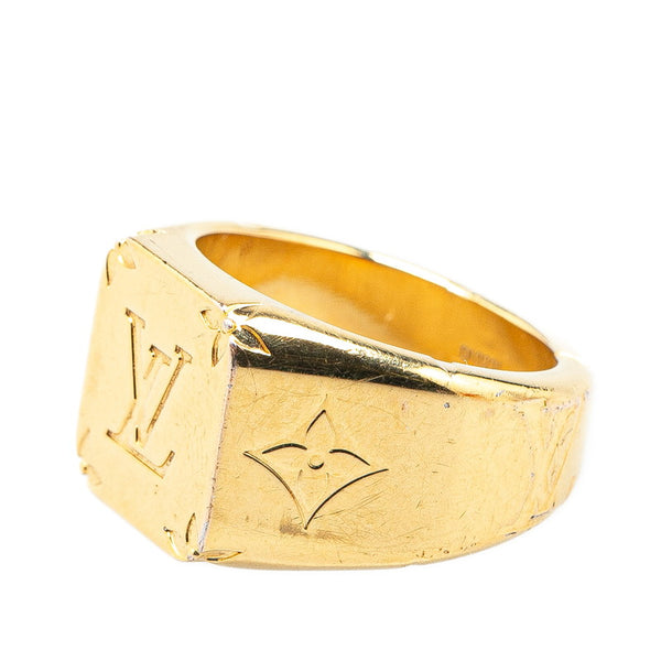 ルイ ヴィトン モノグラム シグネットリング 指輪 #M M80190 ゴールド メッキ メンズ LOUIS VUITTON 【中古】
