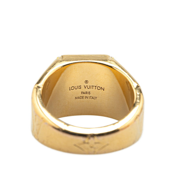ルイ ヴィトン モノグラム シグネットリング 指輪 #M M80190 ゴールド メッキ メンズ LOUIS VUITTON 【中古】
