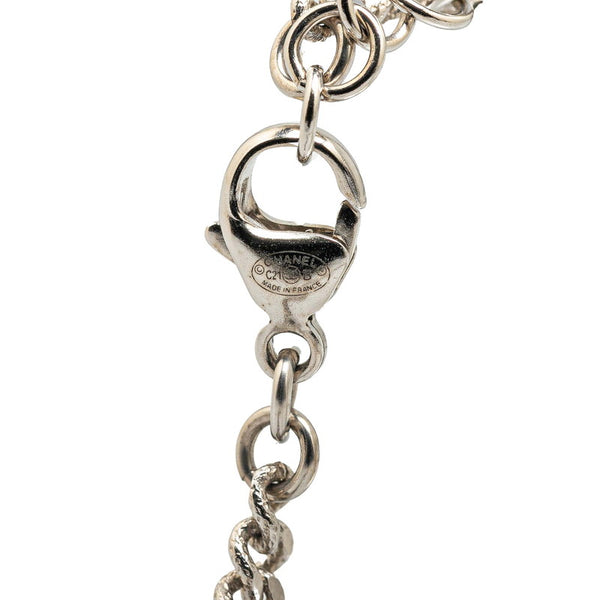 シャネル ミニココマーク チェーン ネックレス シルバー メタル ラインストーン フェイクパール レディース CHANEL 【中古】
