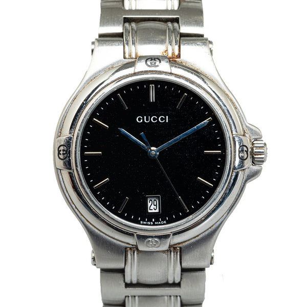 グッチ 腕時計 9040M クオーツ ブラック文字盤 ステンレススチール メンズ GUCCI 【中古】