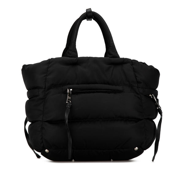 プラダ 三角ロゴプレート ボンバー トートバッグ ショルダーバッグ 2WAY ブラック ナイロン レザー レディース PRADA 【中古】