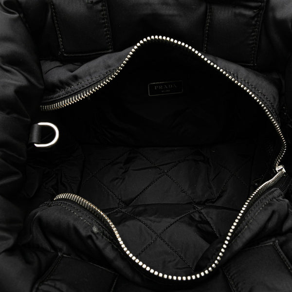プラダ 三角ロゴプレート ボンバー トートバッグ ショルダーバッグ 2WAY ブラック ナイロン レザー レディース PRADA 【中古】