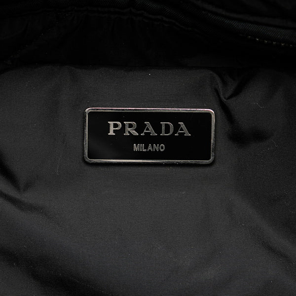 プラダ 三角ロゴプレート ボンバー トートバッグ ショルダーバッグ 2WAY ブラック ナイロン レザー レディース PRADA 【中古】