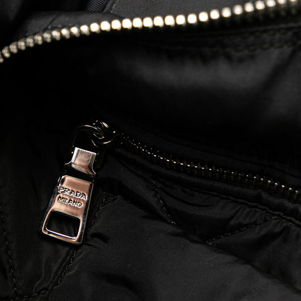 プラダ 三角ロゴプレート ボンバー トートバッグ ショルダーバッグ 2WAY ブラック ナイロン レザー レディース PRADA 【中古】