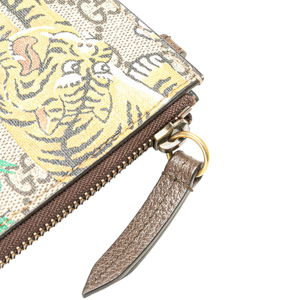 グッチ GGスプリーム タイガー 虎 クラッチバッグ 451473 ブラウン グリーン イエロー PVC レザー レディース GUCCI 【中古】