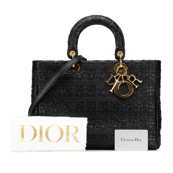 ディオール レディディオール ハンドバッグ ショルダーバッグ 2WAY ブラック レザー レディース Dior 【中古】