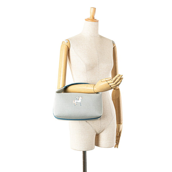 エルメス ブリッドアブラックGM ガブリオル ハンドバッグ ブルーナティエ トワルアッシュ レディース HERMES 【中古】