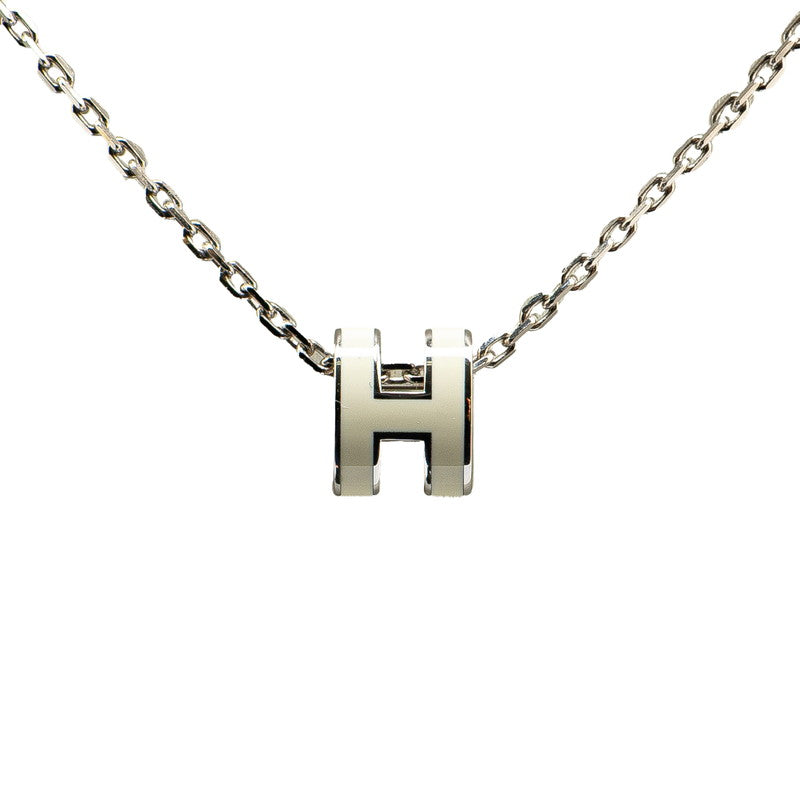 エルメス ミニポップアッシュH ネックレス シルバー ホワイト メタル レディース HERMES 【中古】