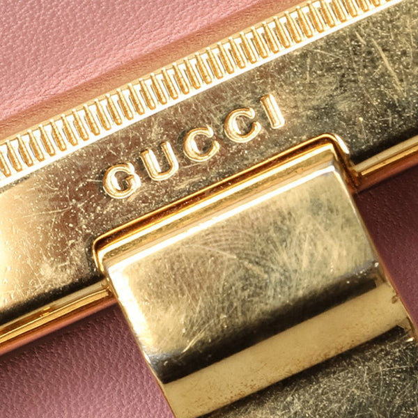 グッチ スモール パドロック チェーン ショルダーバッグ 409487 ピンク ゴールド レザー レディース GUCCI 【中古】