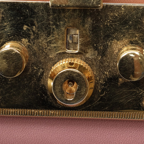 グッチ スモール パドロック チェーン ショルダーバッグ 409487 ピンク ゴールド レザー レディース GUCCI 【中古】