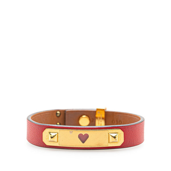 エルメス アスドゥクール T2 ブレスレット レッド スイフト メッキ レディース HERMES 【中古】