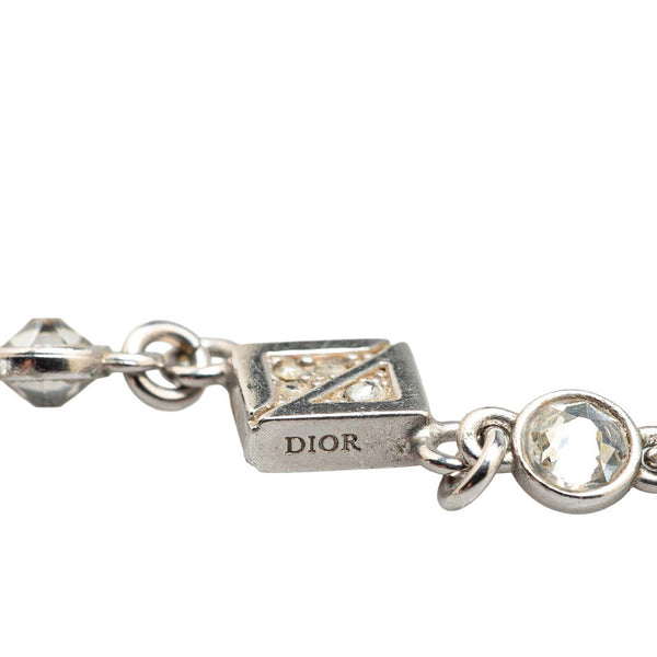 ディオール チェーン ネックレス シルバー メタル ラインストーン レディース Dior 【中古】