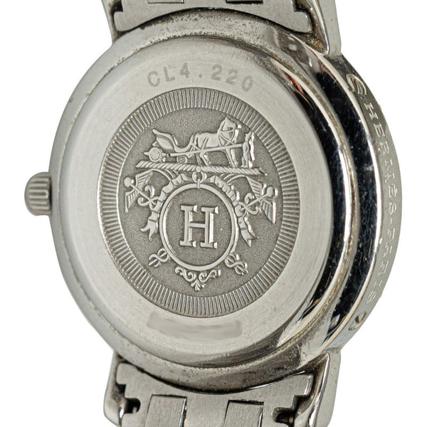 エルメス クリッパー 腕時計 CL4.220 クオーツ ホワイト文字盤 ステンレススチール メッキ レディース HERMES 【中古】