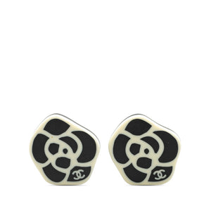 シャネル カメリア ココマーク イヤリング ブラック ホワイト プラスチック メッキ レディース CHANEL 【中古】