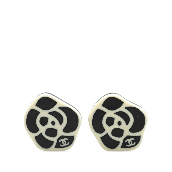 シャネル カメリア ココマーク イヤリング ブラック ホワイト プラスチック メッキ レディース CHANEL 【中古】
