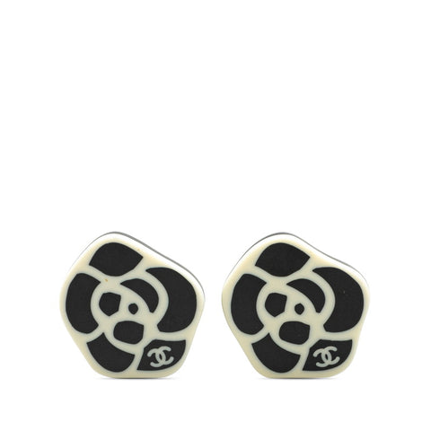 シャネル カメリア ココマーク イヤリング ブラック ホワイト プラスチック メッキ レディース CHANEL 【中古】