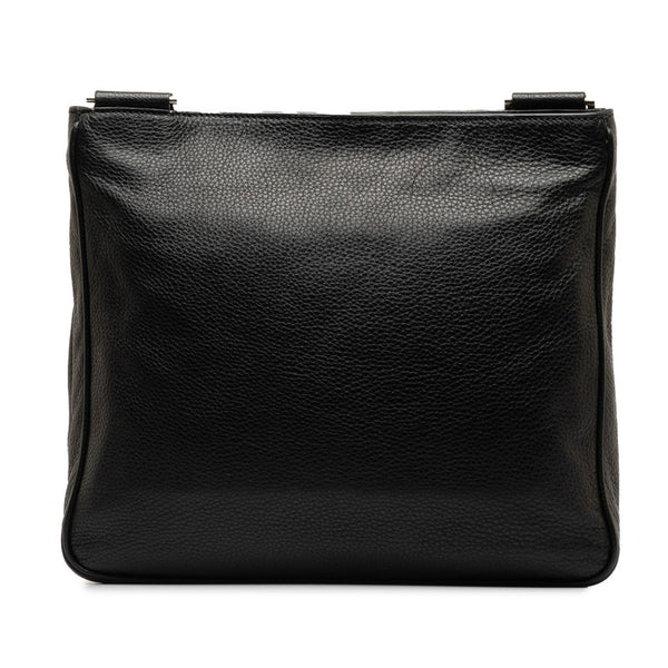 プラダ 三角ロゴプレート 斜め掛け ショルダーバッグ ブラック レザー レディース PRADA 【中古】