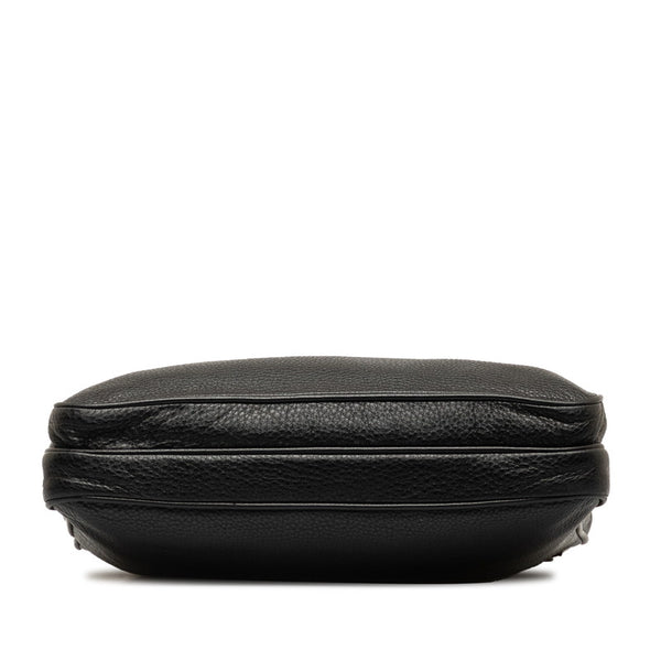 プラダ 三角ロゴプレート 斜め掛け ショルダーバッグ ブラック レザー レディース PRADA 【中古】