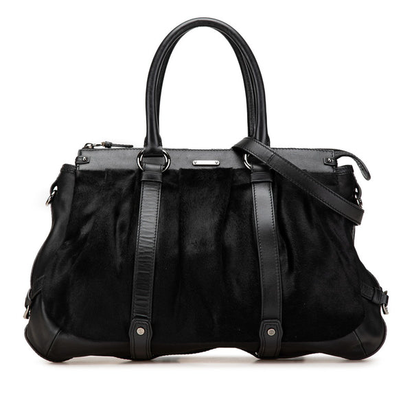 セリーヌ マカダム トリオンフ ハンドバッグ ショルダーバッグ 2WAY ブラック レザー ハラコ レディース CELINE 【中古】