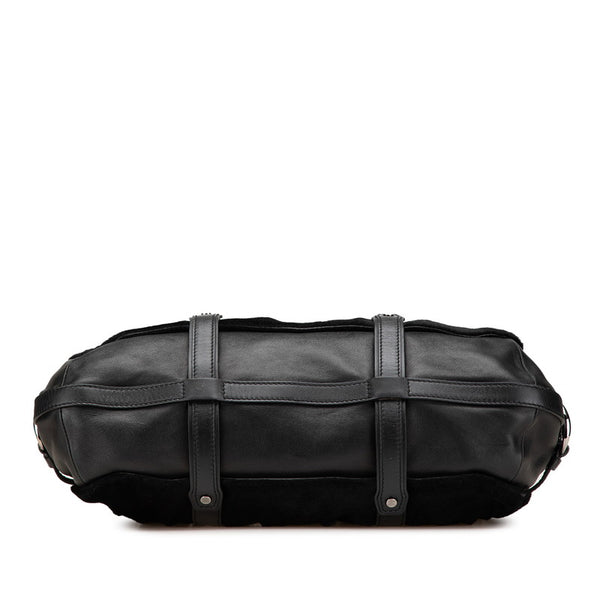 セリーヌ マカダム トリオンフ ハンドバッグ ショルダーバッグ 2WAY ブラック レザー ハラコ レディース CELINE 【中古】