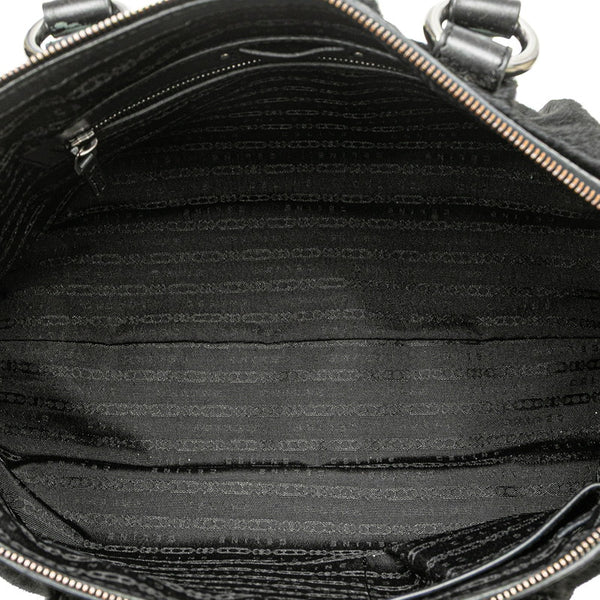 セリーヌ マカダム トリオンフ ハンドバッグ ショルダーバッグ 2WAY ブラック レザー ハラコ レディース CELINE 【中古】