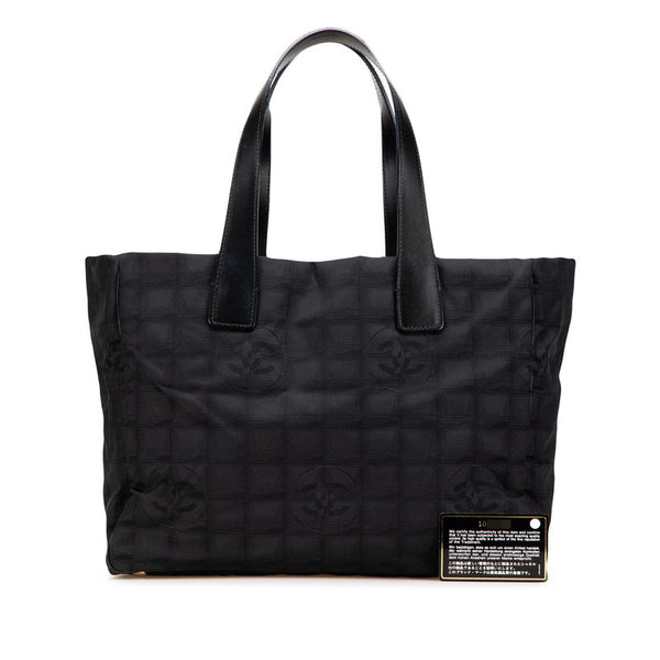 シャネル ニュートラベルライン トートMM トートバッグ ブラック ナイロン レザー レディース CHANEL 【中古】