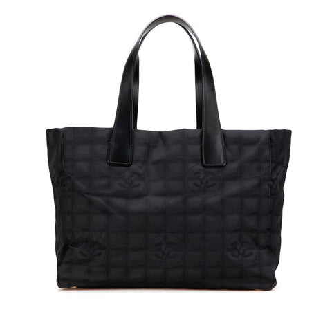 シャネル ニュートラベルライン トートMM トートバッグ ブラック ナイロン レザー レディース CHANEL 【中古】