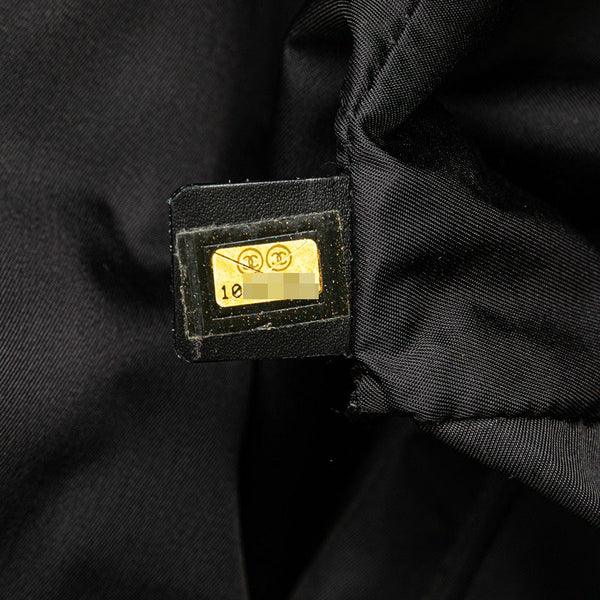 シャネル ニュートラベルライン トートMM トートバッグ ブラック ナイロン レザー レディース CHANEL 【中古】