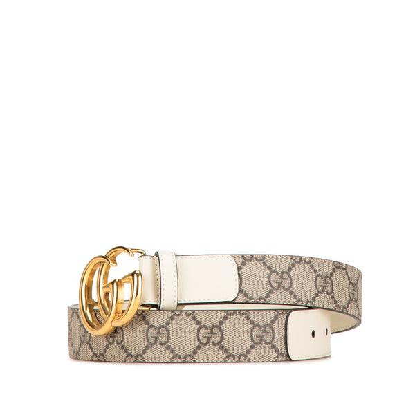 グッチ GGスプリーム ベルト 625839 ベージュ ホワイト レザー レディース GUCCI 【中古】