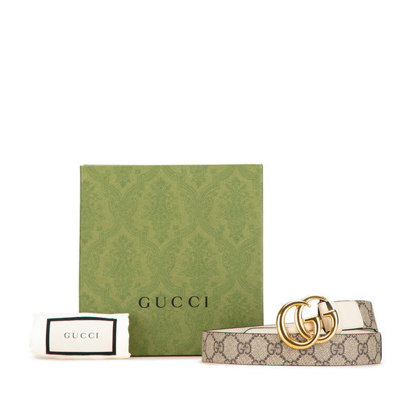 グッチ GGスプリーム ベルト 625839 ベージュ ホワイト レザー レディース GUCCI 【中古】