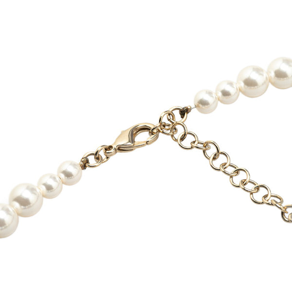 シャネル ココマーク ロゴ ネックレス ゴールド ブルー フェイクパール メッキ レディース CHANEL 【中古】