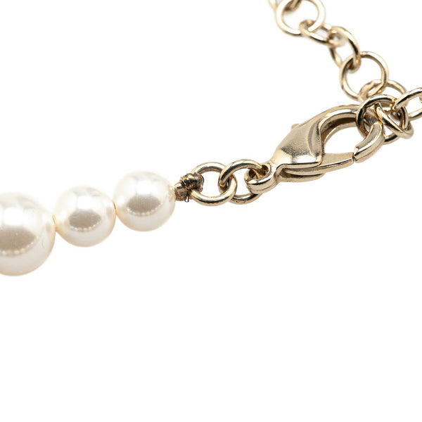 シャネル ココマーク ロゴ ネックレス ゴールド ブルー フェイクパール メッキ レディース CHANEL 【中古】