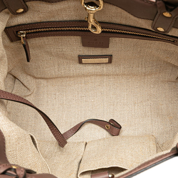 グッチ グッチクラフト ハンドバッグ トートバッグ 269878 ベージュ ブラウン キャンバス レザー レディース GUCCI 【中古】