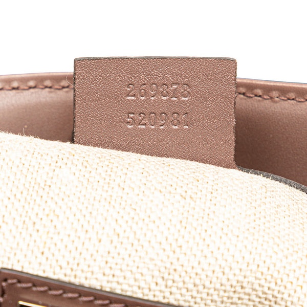 グッチ グッチクラフト ハンドバッグ トートバッグ 269878 ベージュ ブラウン キャンバス レザー レディース GUCCI 【中古】