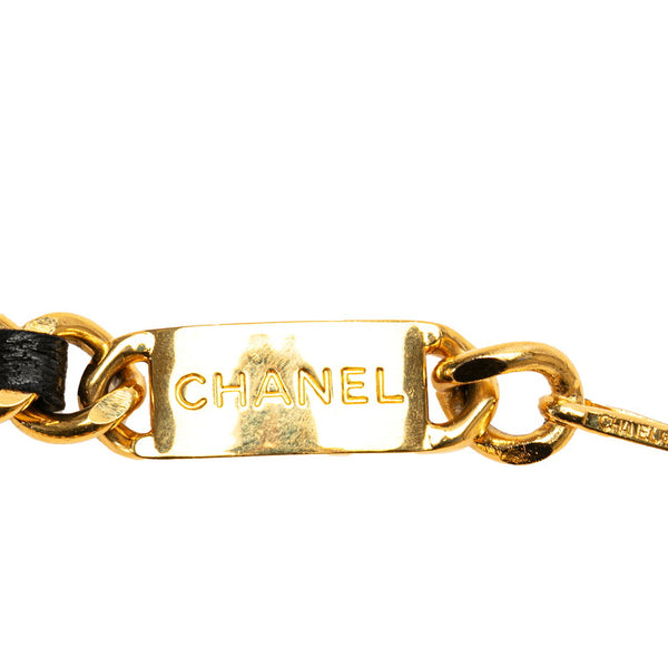 シャネル ココマーク カンボンコイン チェーン ベルト ゴールド ブラック メッキ レザー レディース CHANEL 【中古】