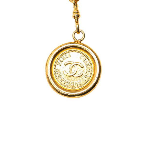 シャネル ココマーク カンボンコイン チェーン ベルト ゴールド ブラック メッキ レザー レディース CHANEL 【中古】